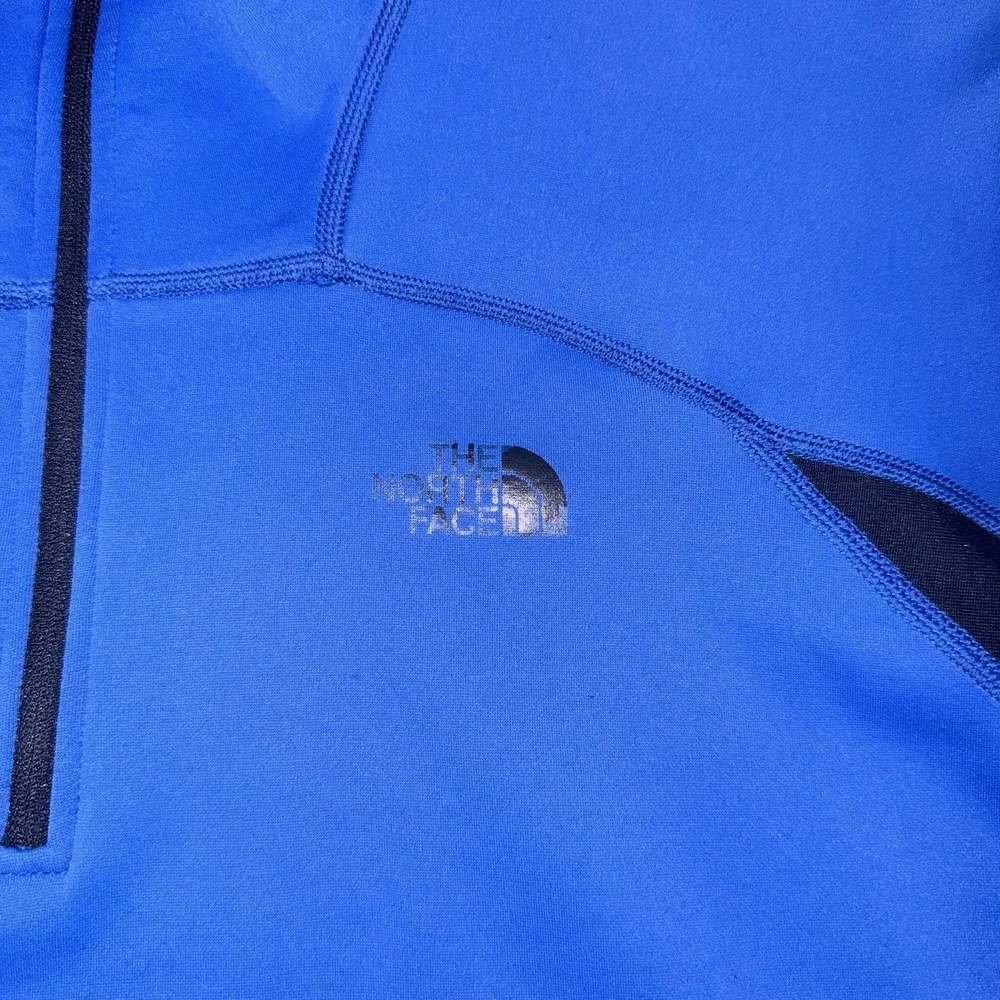 North Face Pullover Mens Large Blue Fleece 1/4 Zip Mock Neck Outdoor Hiking Top